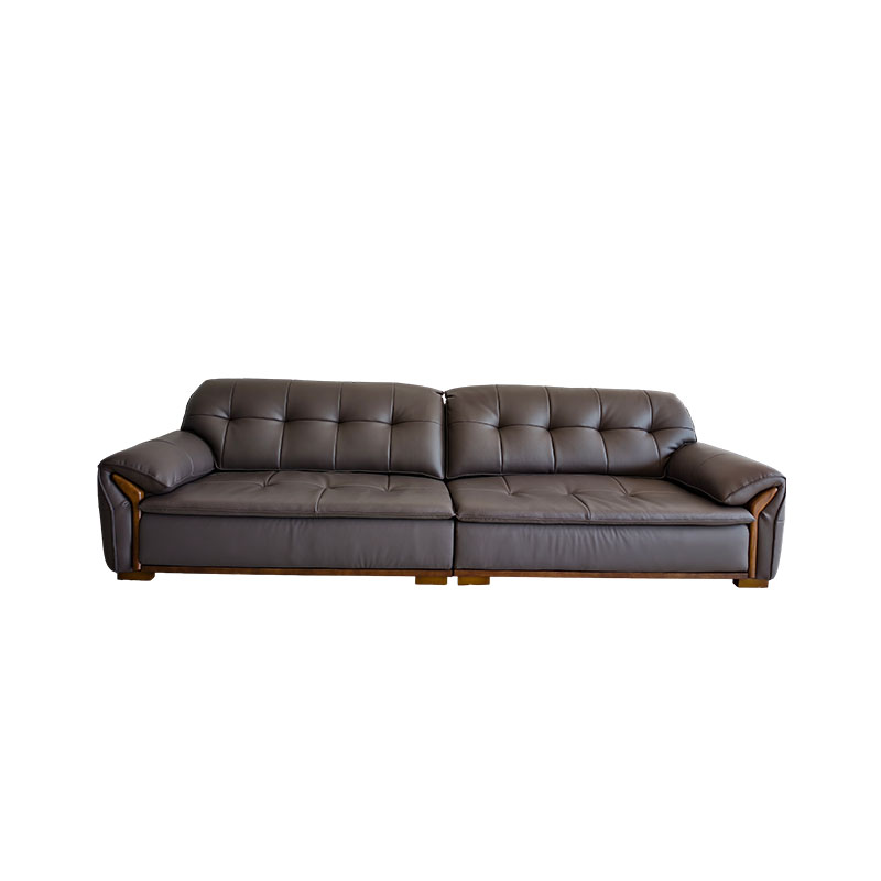How can we ensure the frame structure of a leather sofa is stable and supports the leather parts during its construction?